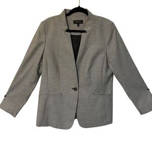 Talbots Women Grey Textured Open Front Blazer Jacket Size 14